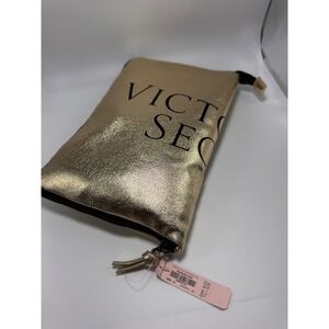 Victoria's Secret Metallic Gold Foldable Duffle Bag 2017 Limited Edition NWT